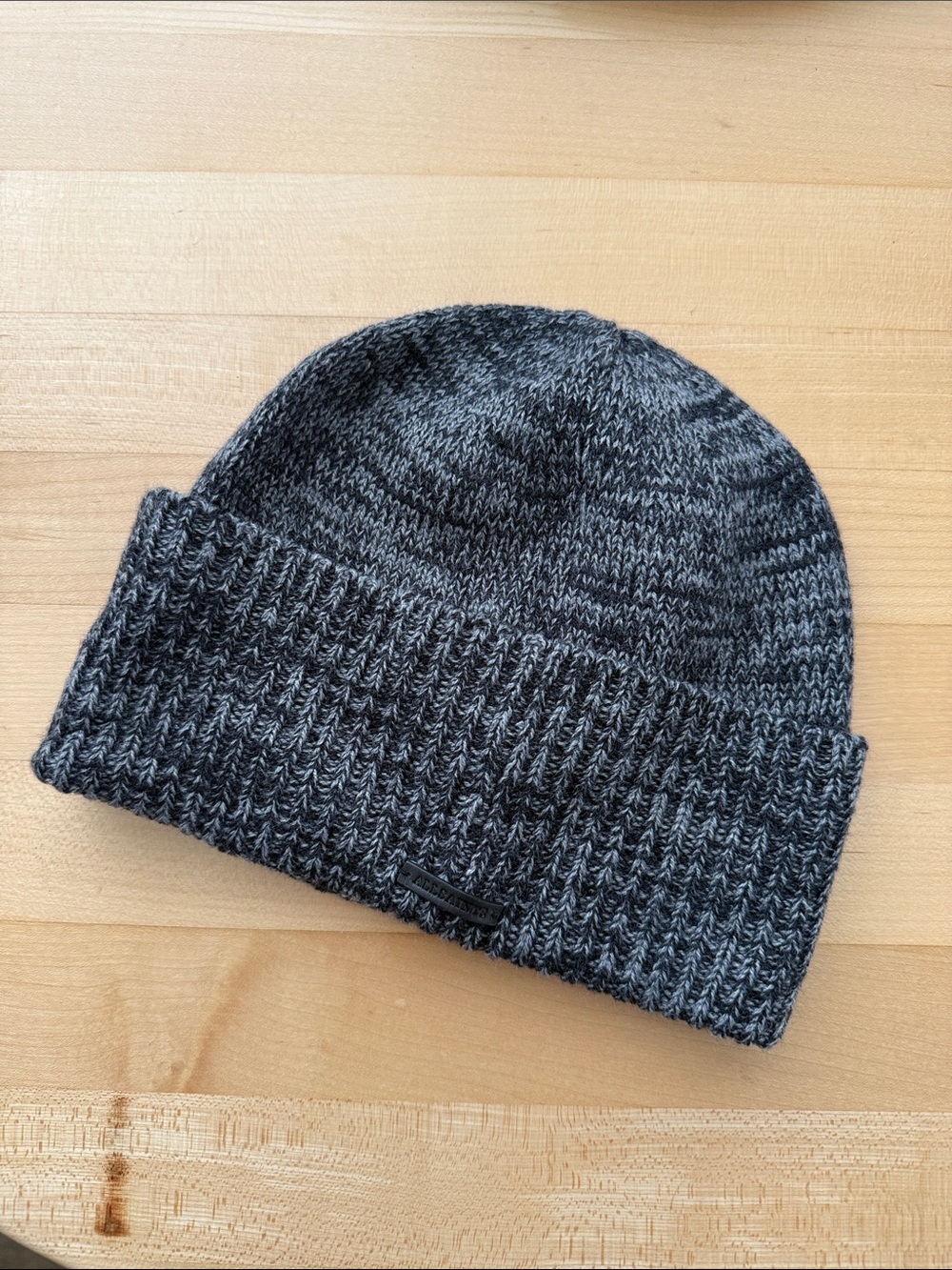 NWOT AllSaints Black and Grey Marled Knit Beanie